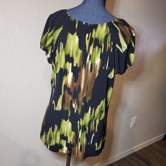 Perseption Multi-color Sweetheart Front Short Sleeve Blouse Women's Size 2X - Picture 4 of 11